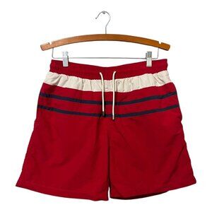 Solid & Striped Swim Trunks Large Red White Blue Patriotic USA